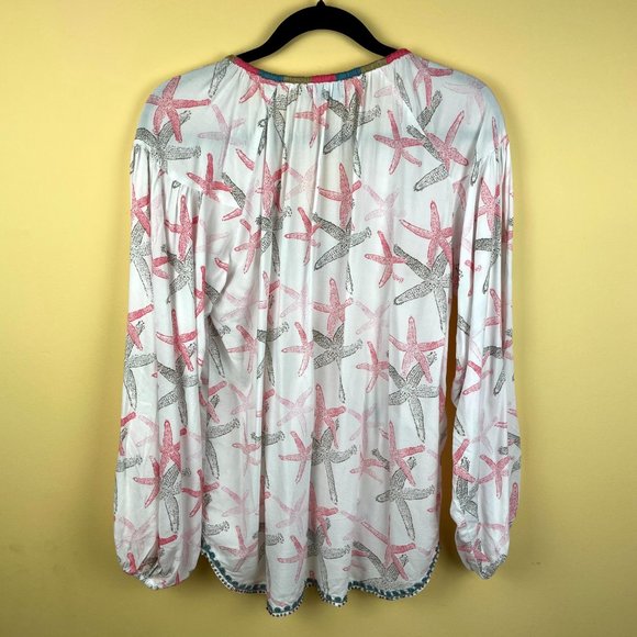 SKEMO Seashells Starfish Tunic Kaftan Beaded Top M - Picture 9 of 9